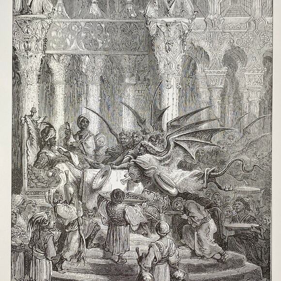 Dore, Orlando Furioso, Harpies, Monster Orrilo, Print, Bookplate ~ 240707-WH 292 - Picture 1 of 4